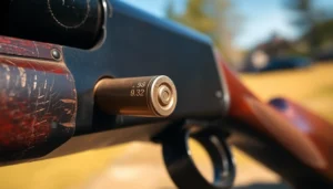 32WIN cartridge in a classic Winchester rifle ready for hunting, showcasing firearm craftsmanship and vintage appeal for gun enthusiasts.
