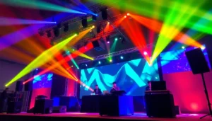 Professionelle Ton- und Lichttechnik Köln im Einsatz bei einem Event mit moderner Technik und beeindruckender Beleuchtung.