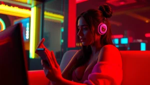 An AI girlfriend in a realistic digital setting engaged in unfiltered NSFW chat, showcasing intimacy and connection.