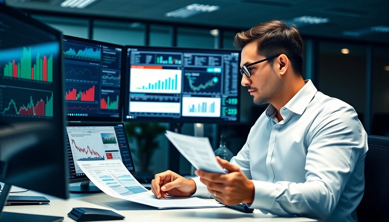 Man analyzing in-depth investment reports to make informed financial decisions effectively