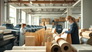 High-quality torba papierowa being filled with eco-friendly packaging for bakery products in a