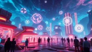 Learn the latest Metaverse News through dynamic digital world visuals and virtual interactions.
