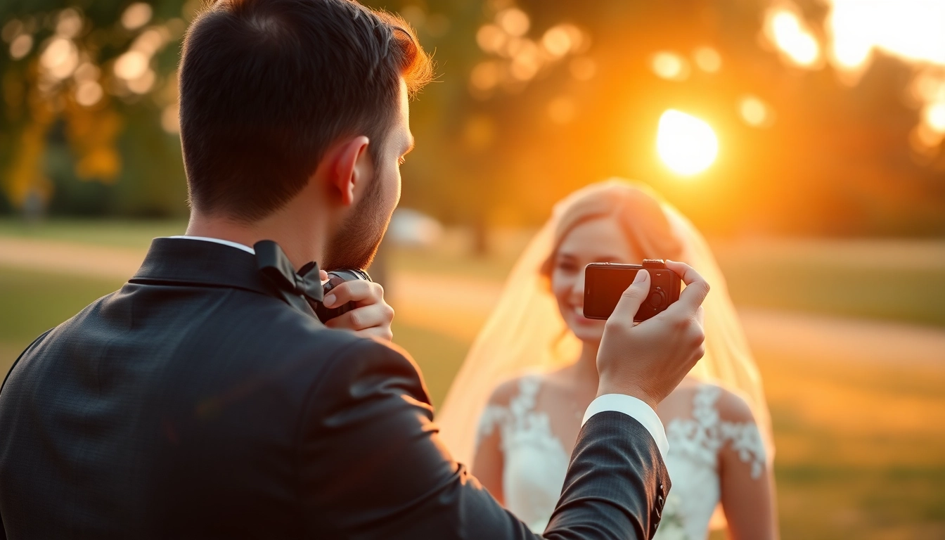 Skilled eskuvo fotos takes candid wedding photos in warm natural light, capturing joyful